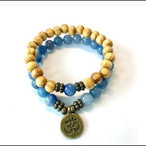 Blue Aventurine and Bamboo wood Reiki Bracelet Set